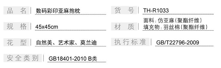 TH-R1033 數碼彩印亞麻抱枕
